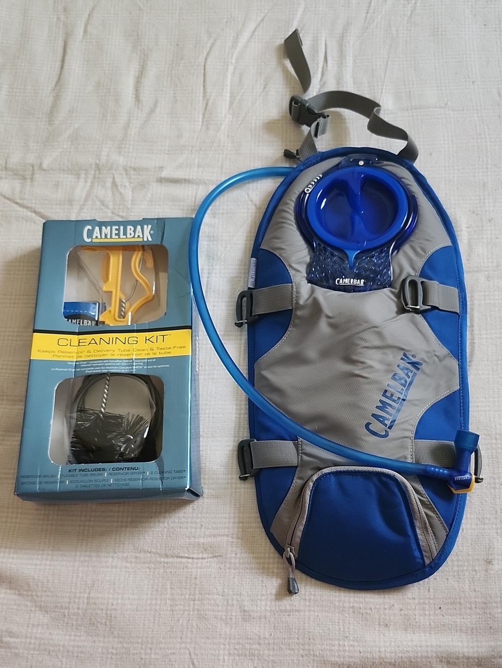 Camelbak Blue and Gray Hydration Pack with New Cleaning Kit